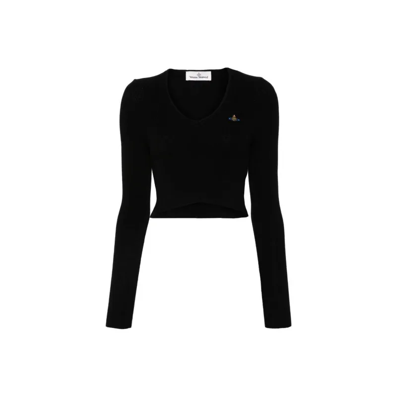 Vivienne Westwood Bea Cropped V Neck Jumper-0