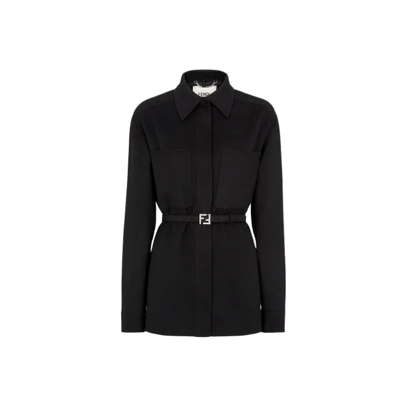 FENDI Logo Embroidered Belted Waist Jacket-0