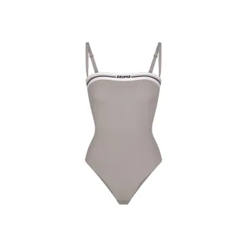 SKIMS FITS EVERYBODY LOGO STRAIGHT NECK BODYSUIT Jumpsuit Women's Smoke/Smoke Gray