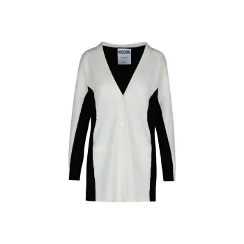 MOSCHINO Two Toned V Neck Knitted Cardigan