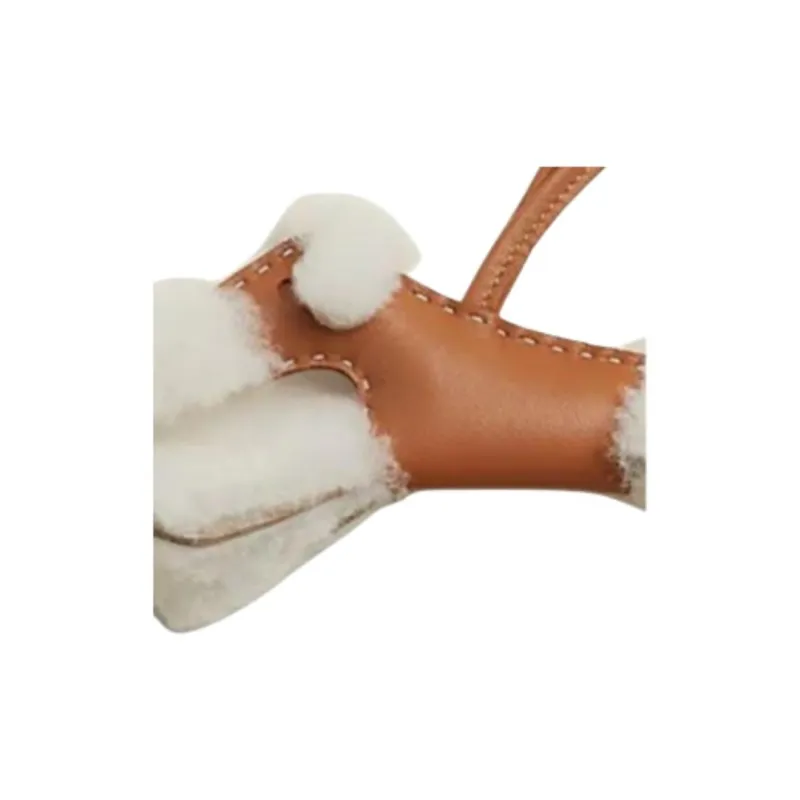 HERMES Wool Milo Lambskin Bag Accessory Women's Light Beige & Gold-2