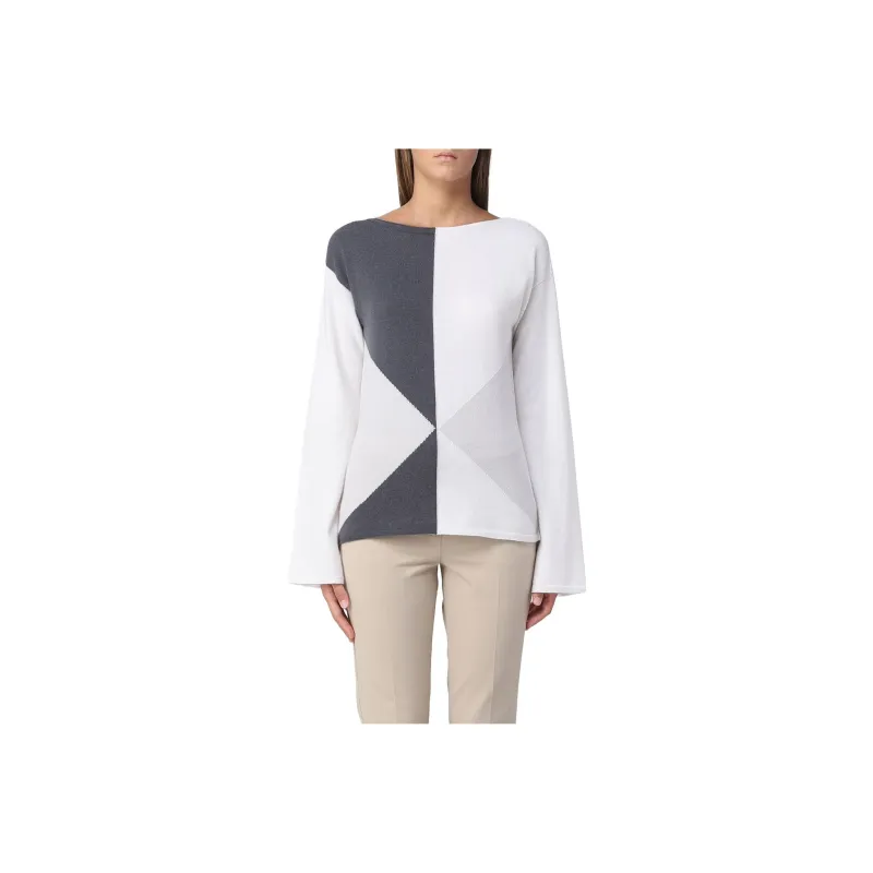 EMPORIO ARMANI Cashmere Sweaters Women's Gray White-0