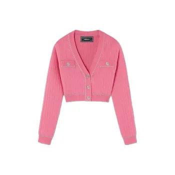 VERSACE Medusa Crop Knit Cardigan 'Flamingo'