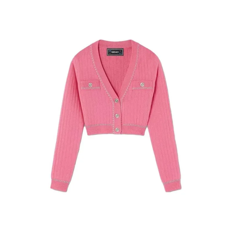 VERSACE Medusa Crop Knit Cardigan 'Flamingo'-0