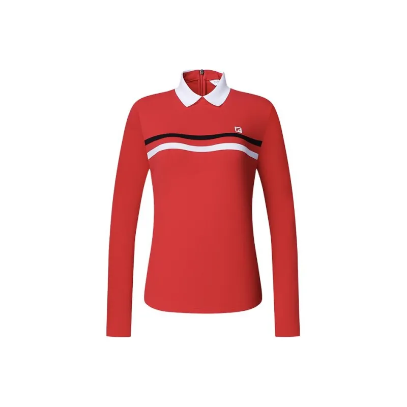 FILA Golf Series Polo Shirt Women's Fluorescent Flame Red-0