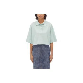 Bottega Veneta Collared Short Sleeve Cropped Polo Shirt