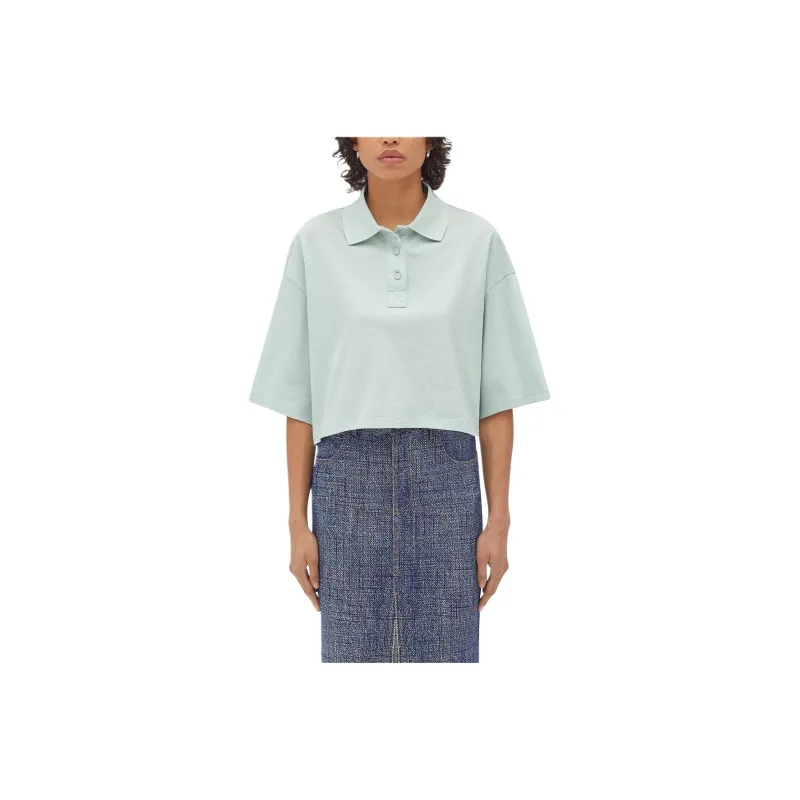 Bottega Veneta Collared Short Sleeve Cropped Polo Shirt-0