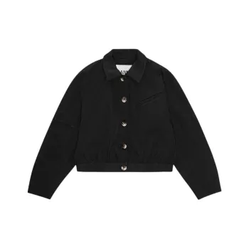 GANNI Heavy Twill Short Jacket Jackets & Coats Women's Black
