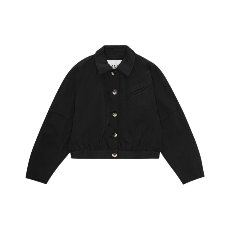 GANNI Heavy Twill Short Jacket Jackets & Coats Women's Black-0