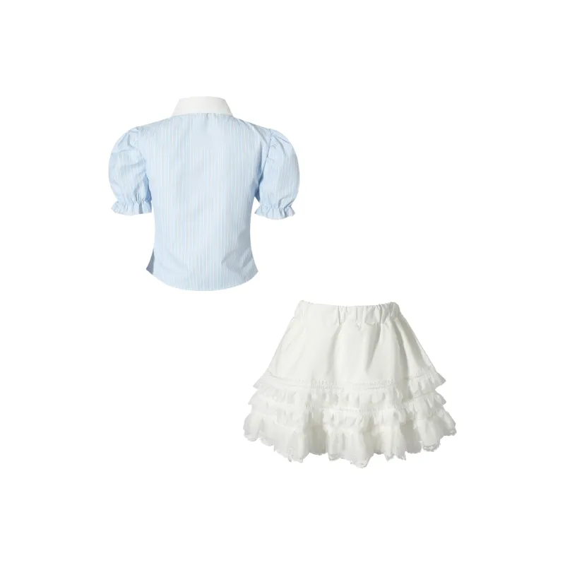 GLEE DIARY Skirt Set Women's Blue-7