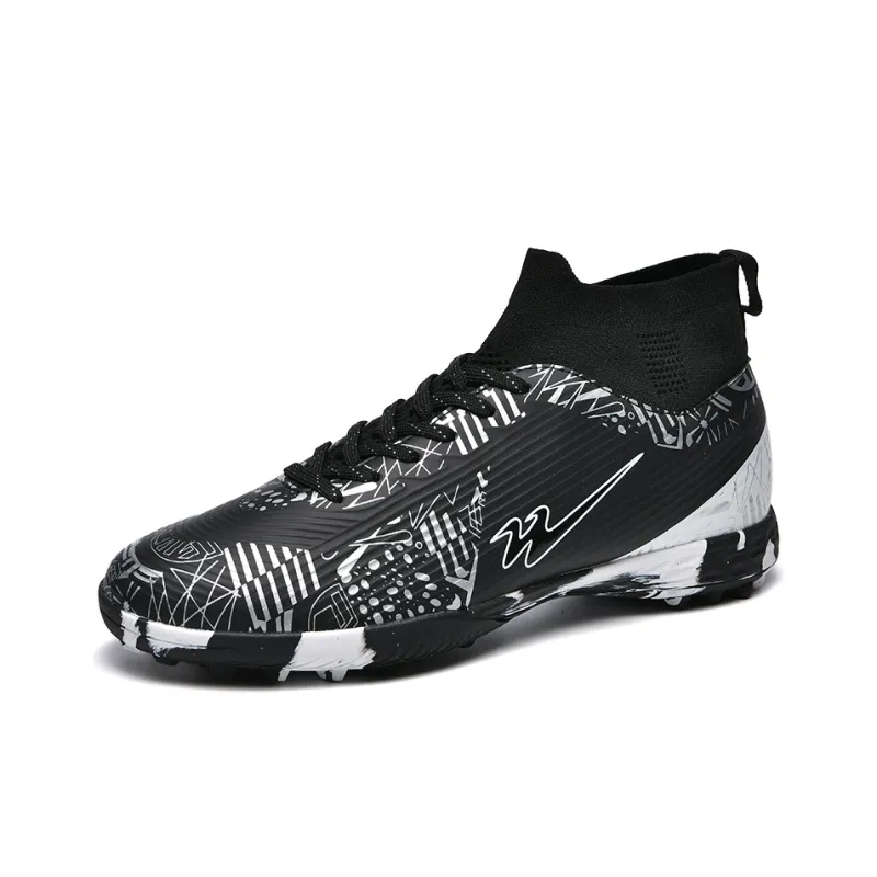 Binary TF Turf Cushioning Abrasion Resistant Lightweight Soccer Shoes Unisex Black White Silver-1