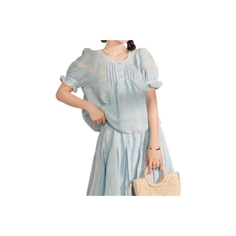 QIAOYUHUAZUN T Shirt Women's Blue-0