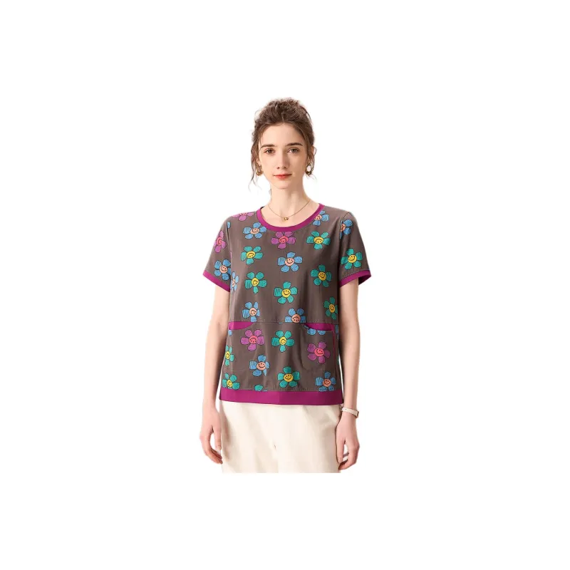 FENHONGMALI T Shirt Women's Gray-0
