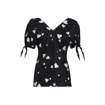 MARNI Heart Printed V Neck Blouse