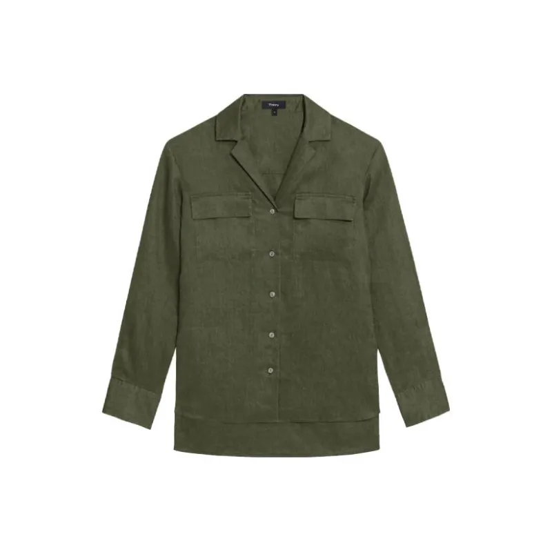 THEORY Shirts Women's Olive Green-0