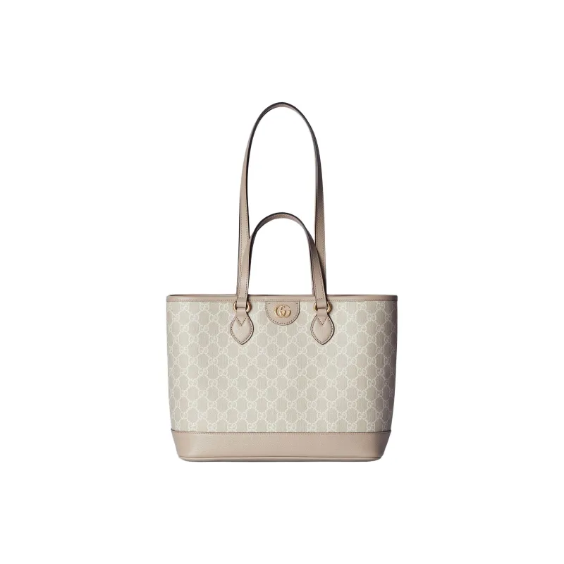 GUCCI Ophidia Canvas With Leather Binding Canvas Bag Tote Bag Shopping Bag Handbag Small Size Women's Ecru & White-0