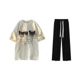Clothing Sets (Apricot Top+Black Pants)