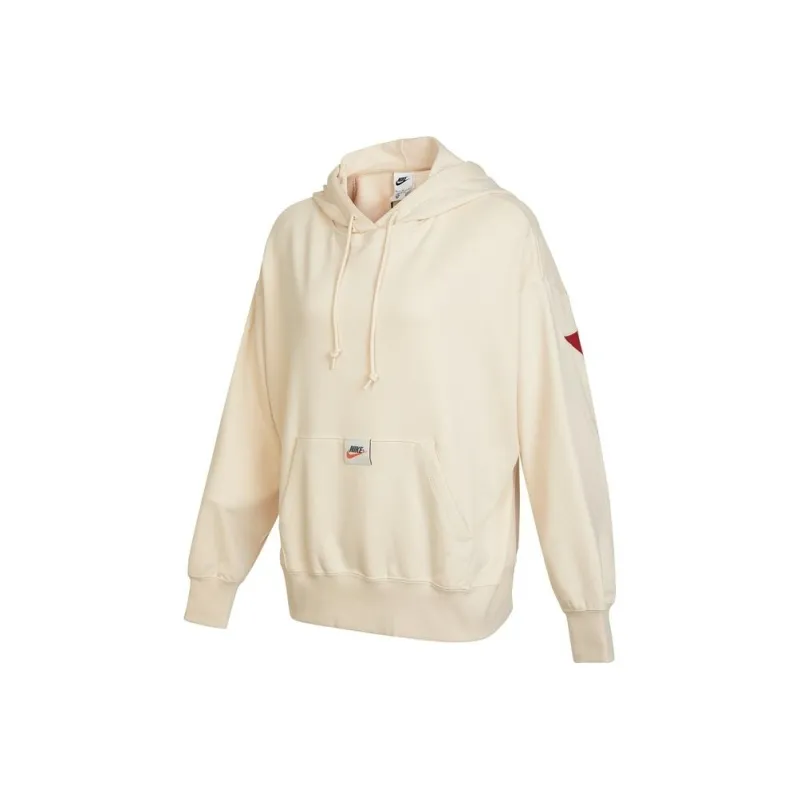 Nike Women'ss Drawstring Hooded Long-Sleeve Sweatshirt Beige-0