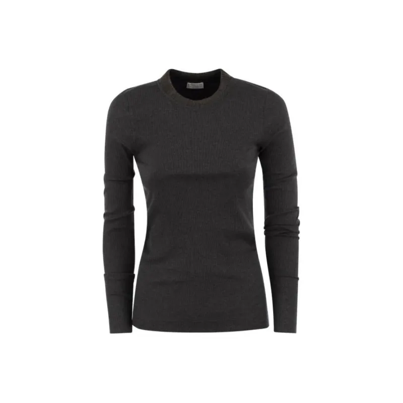 Brunello Cucinelli Monili Embellished Ribbed Knit Jumper-0