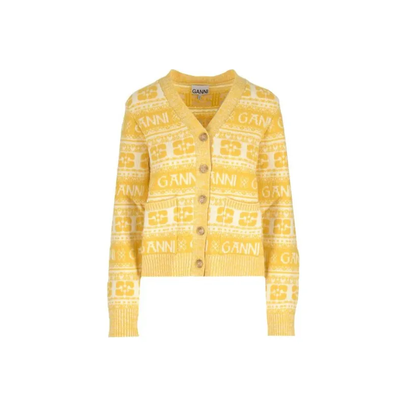 GANNI V neck Knit Cardigan-0