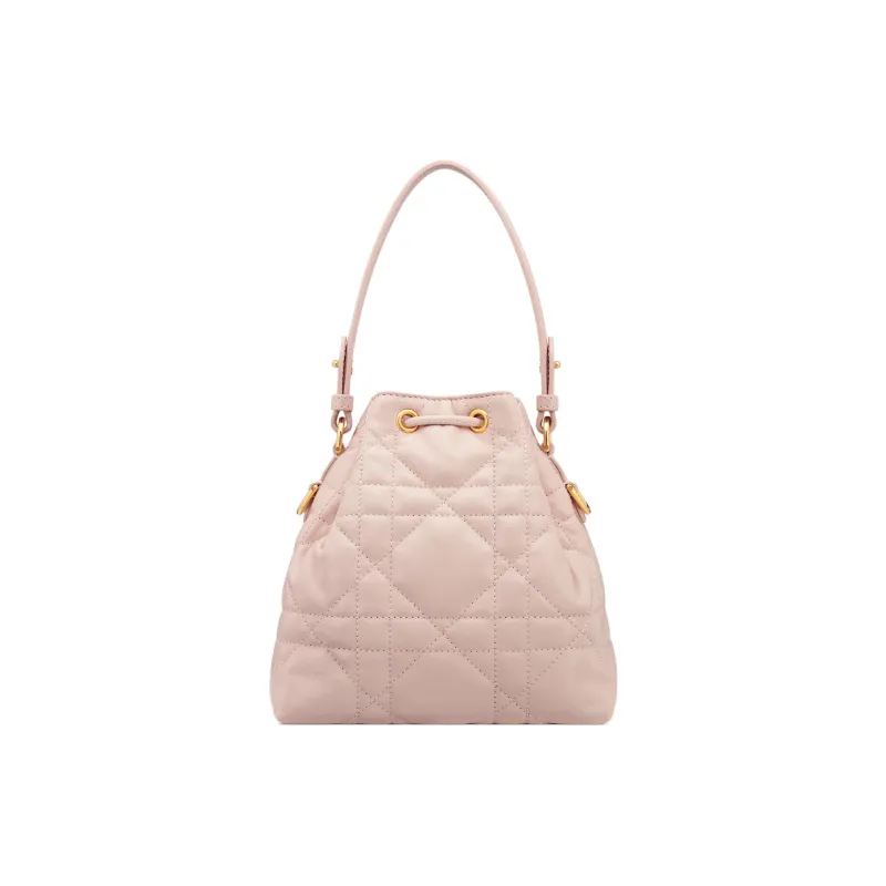 DIOR Caro Sheepskin With Calfskin Bucket Bag, Shoulder Bag, Crossbody Bag, Handbag Mini Women's Pink-3