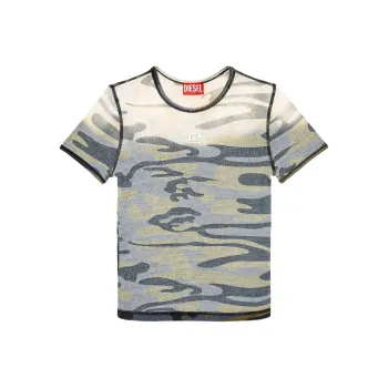 DIESEL Camouflage Printed Crewneck T Shirt