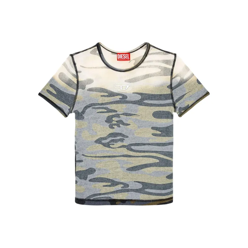 DIESEL Camouflage Printed Crewneck T Shirt-0