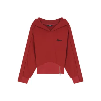 ELF SACK Angora Red Sweet & Spicy Batwing Sleeve Hoodie Women's