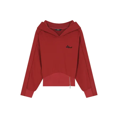 ELF SACK Angora Red Sweet & Spicy Batwing Sleeve Hoodie Women's
