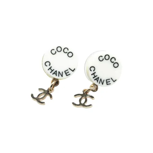 CHANEL 2007 Gold Plated Acrylic Cc Dangle Coco CHANEL Push Back Earrings Costume Earrings