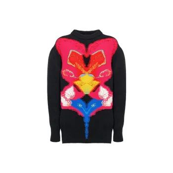 Alexander McQueen Orchid Intarsia Knit Crewneck Jumper