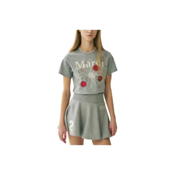 MARDI MERCREDI T Shirt Women's Gray Ivory Korean Style