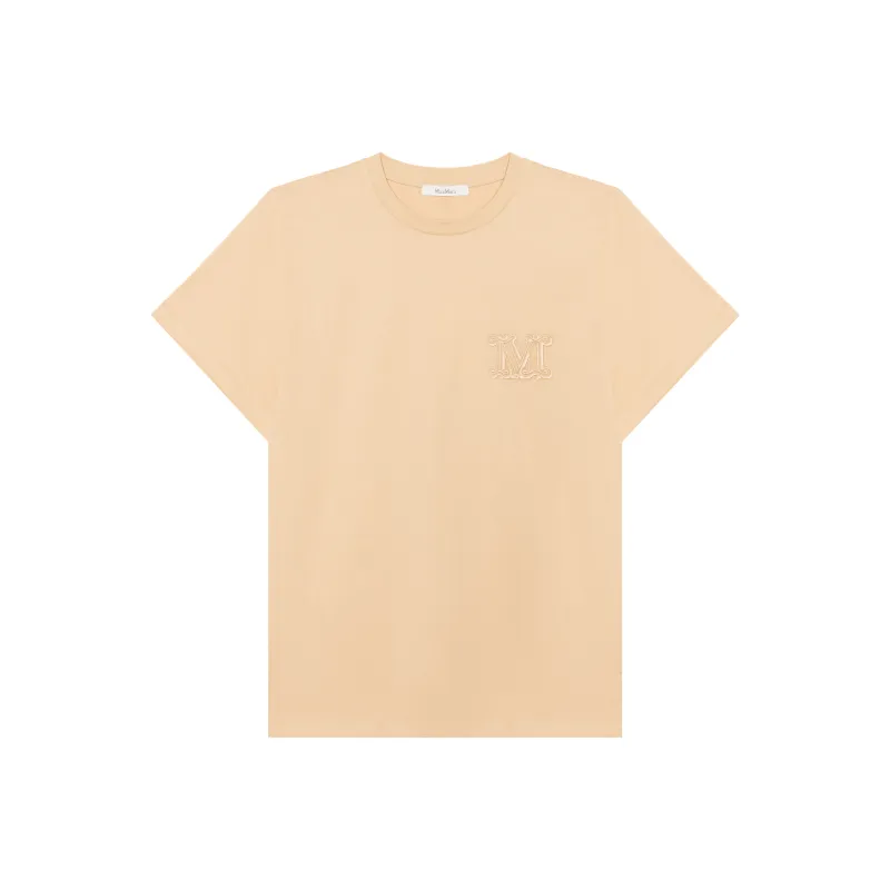 MaxMara Monogram embroidered Cotton T shirt-0