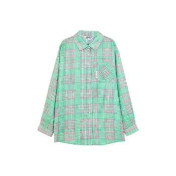 B.Duck Shirts Women's Pink Green Plaid