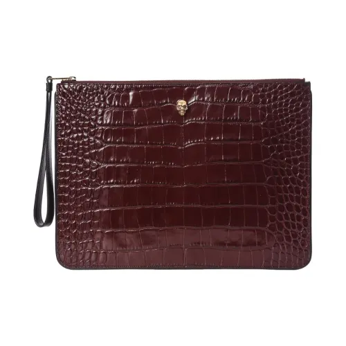 Alexander McQueen Cow Leather Clutch Large Size Women's Fuchsia