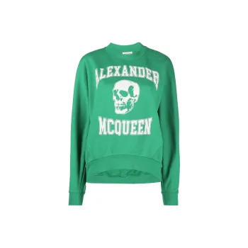 Alexander McQueen Varsiity Skull Printed Crewneck Sweatshirt