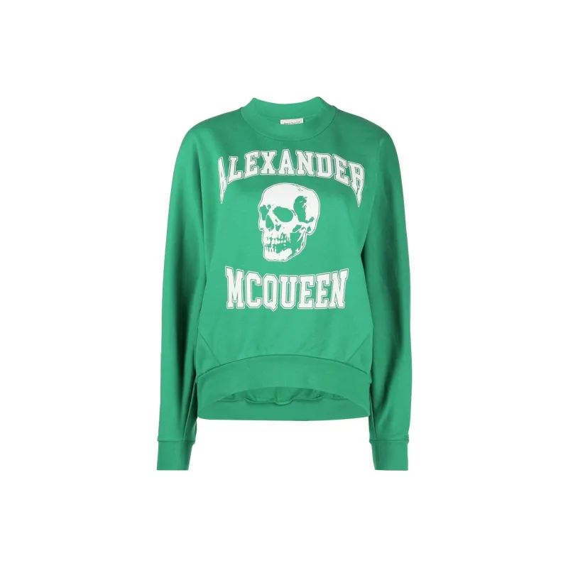 Alexander McQueen Varsiity Skull Printed Crewneck Sweatshirt-0
