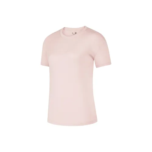 QIAODAN Drop Shoulder Sleeve T Shirt Women's Sheer Pink