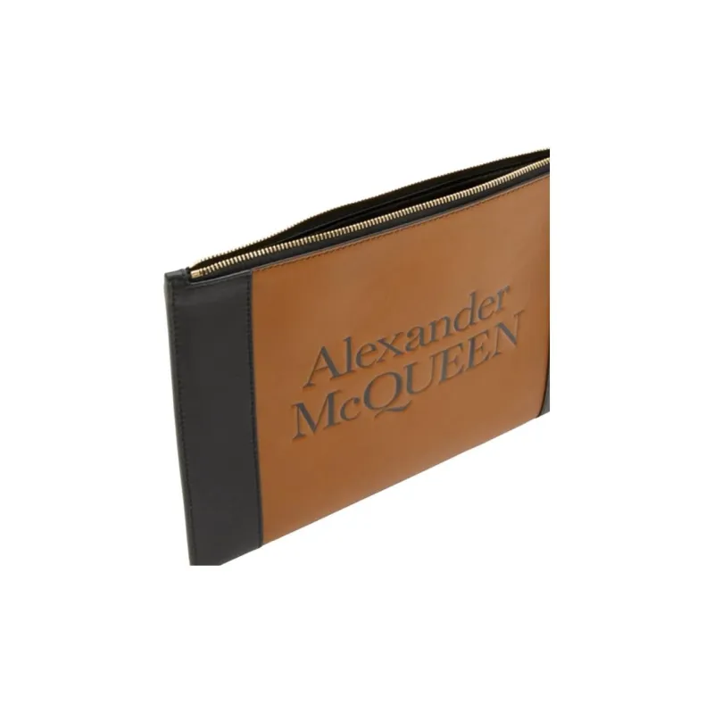 Alexander McQueen Calfskin Clutch Women's Black & Tan-3