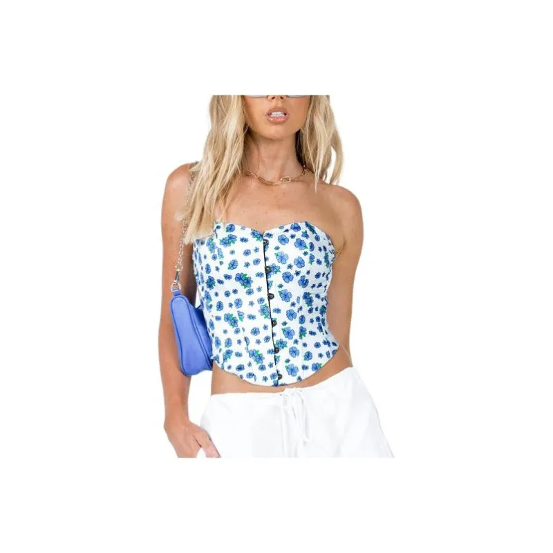 PRINCESS POLLY IN THE MOMENT STRAPLESS TOP WHITE Strapless Top Women's Blue/Blue-0