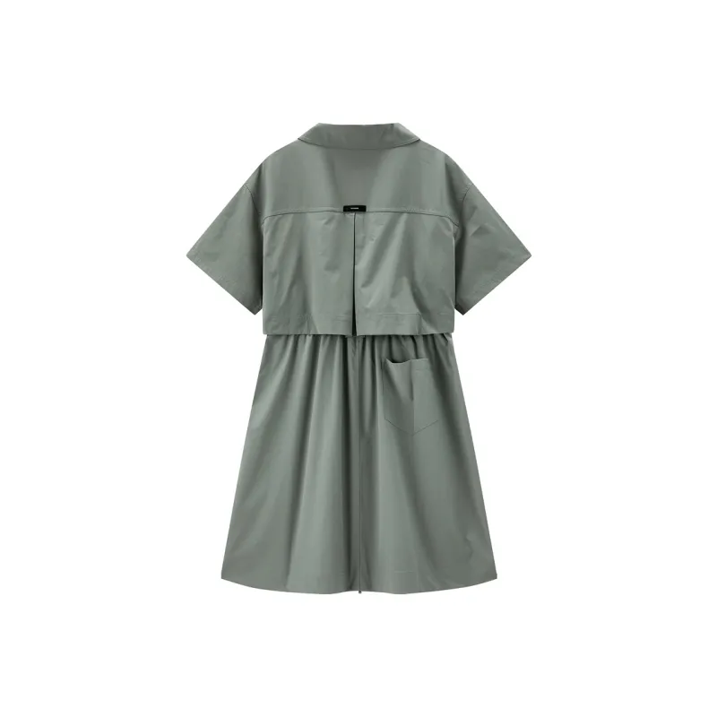 PEACEBIRD Long Sleeved Dress Women's Seaweed Green-1
