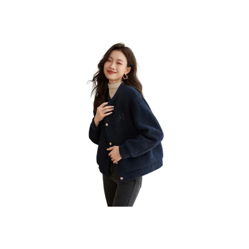 Mo Han Yi Mei Jackets Coats Women's Navy Blue