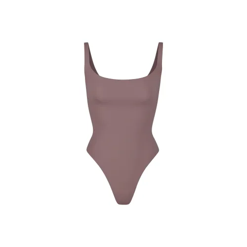 SKIMS FITS EVERYBODY SQUARE NECK BODYSUIT Bodysuits Women's Umber/Brown Clay