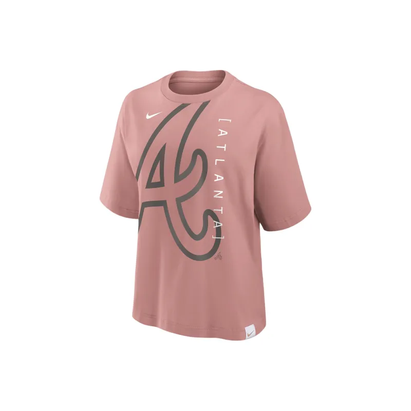 Nike MLB Collaboration T-Shirt Atlanta Braves Women's Pink-0