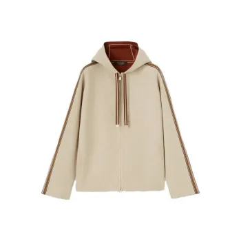 Loro Piana The Suitcase Stripe Bomber Jacket Jackets Coats Women's Beige