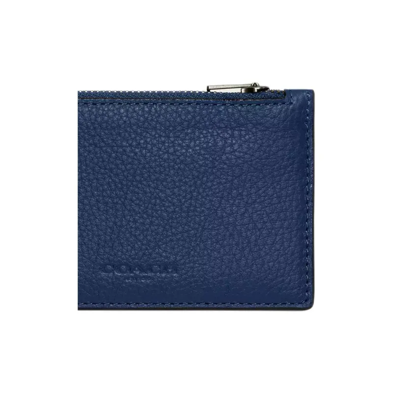 COACH Refined Pebbled Leather Card Holder Mini Men's Dark Blue-2