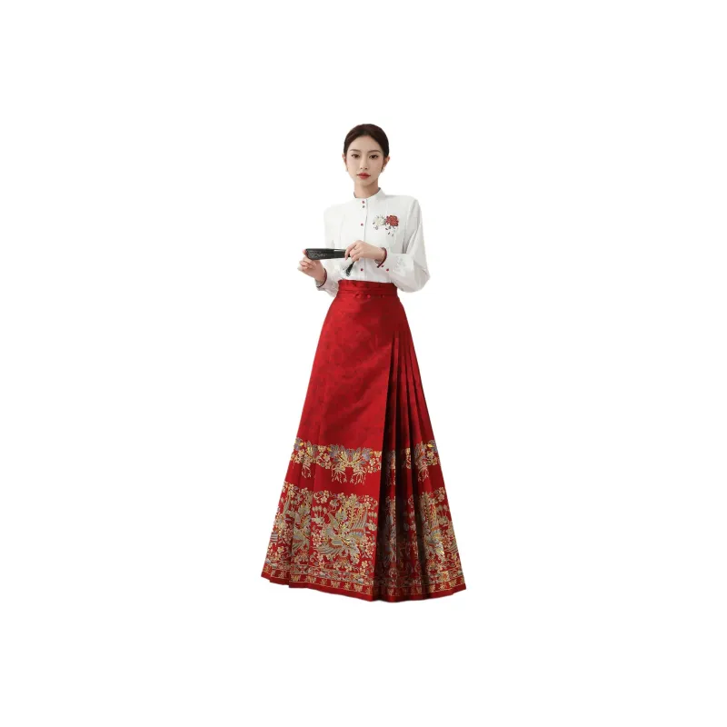 XINGHEHANGE Spring Summer Wedding Greeting Skirt Hanfu Casual Long Skirt Women's-1