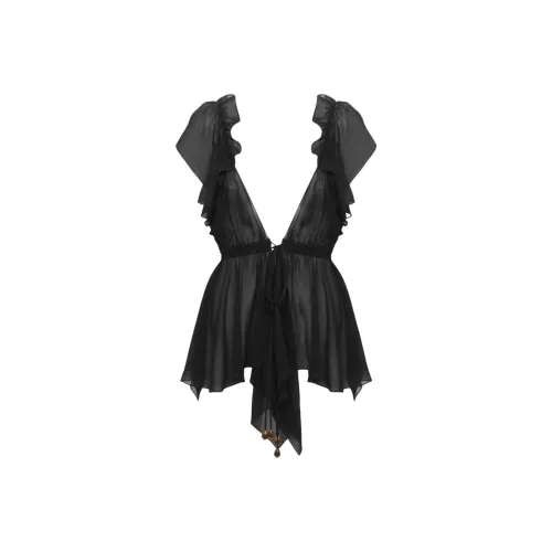 Chloé Sheer Detailed V Neck Top