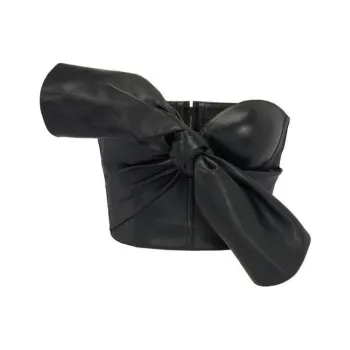 Alexander McQueen Knotted Bow Leather Corset Strapless Top Women's Black