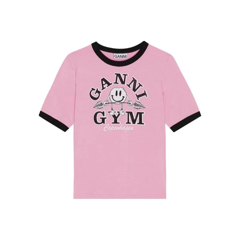 GANNI Logo Printed Crewneck T-Shirt-0